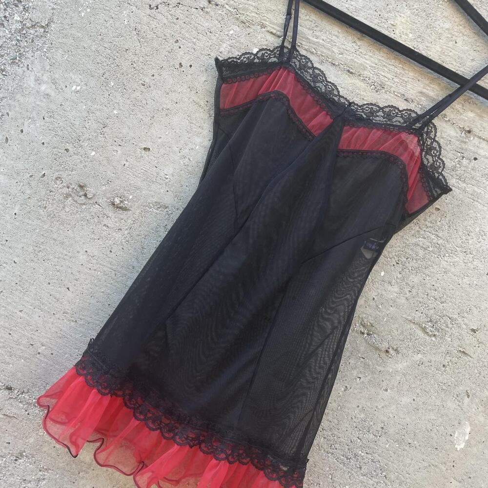 vtg sheer goth mini slip dress - Picture 3 of 8